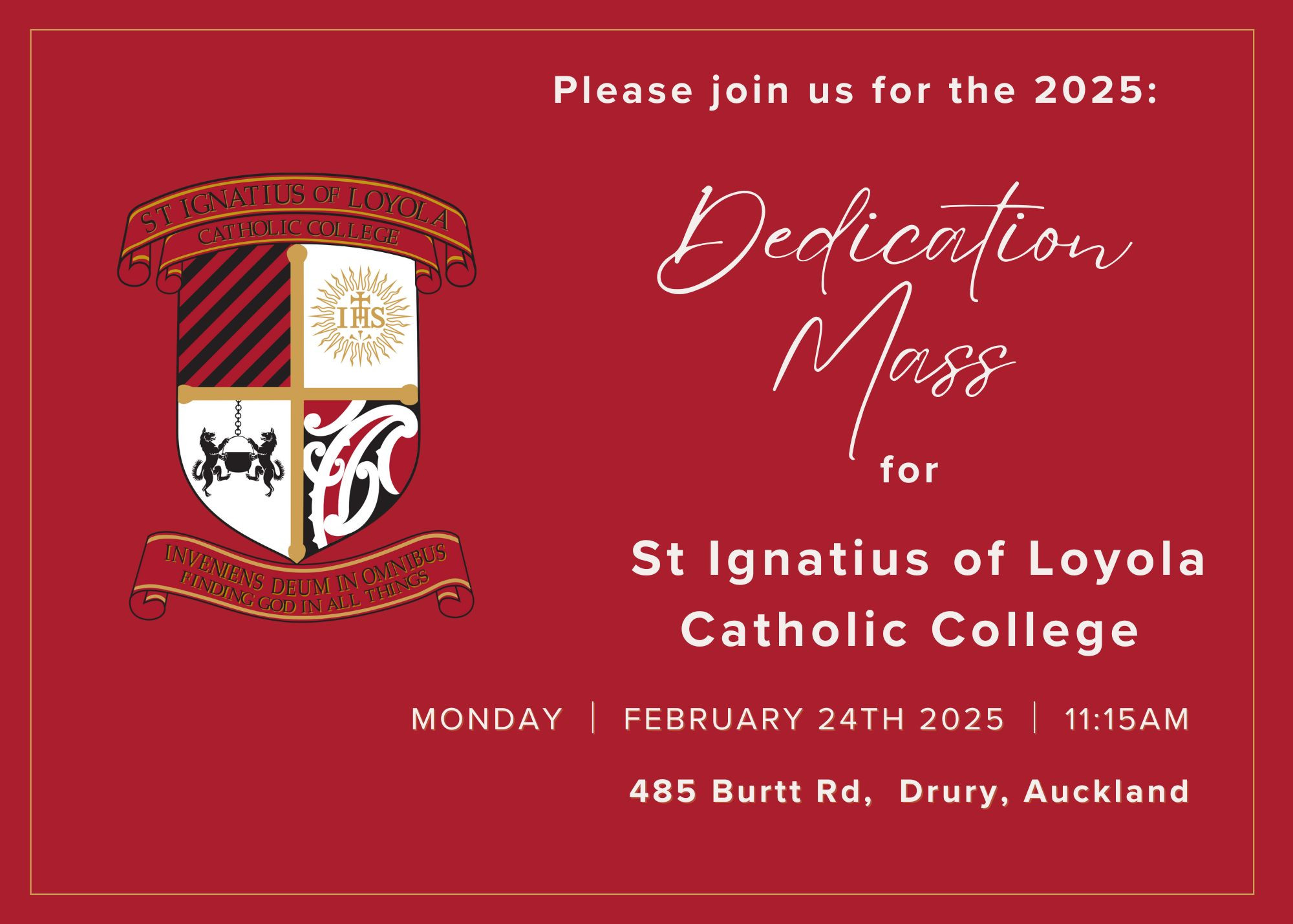 Dedication Mass 2025 Invitation